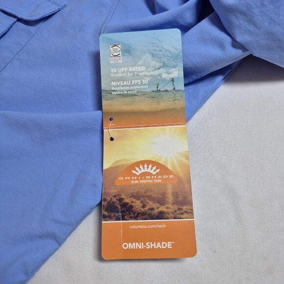 Columbia Women's Shirt Size 1X Button Up Blue PFG Fishing Omni Shade Top (20) - Picture 15 of 15